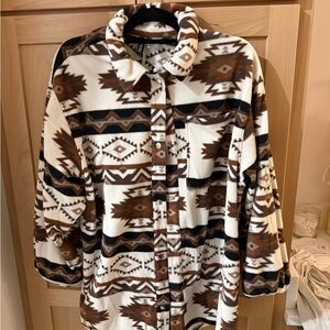 H&M Geometric Pattern Jacket in Brown and Cream